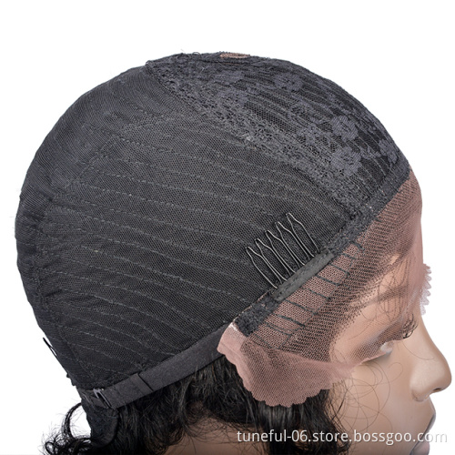 Tuneful 2021 New products 100% Brazilian hair 19057 short bob lace frontal wig pre-plucked virgin human hair wig for black